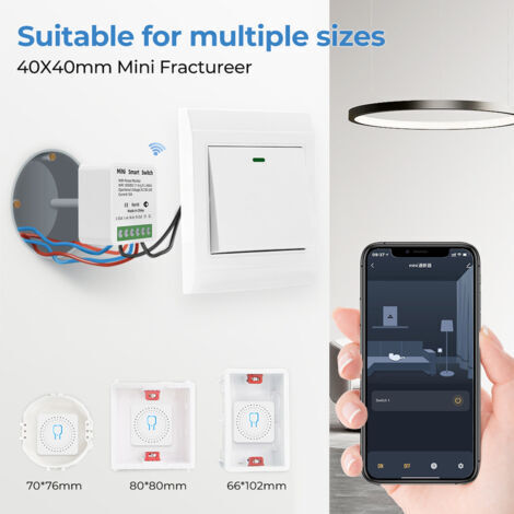 Module de commutation intelligent Wi-Fi Tuya, boîtier encastrable, double commande, sans fil, compatible avec une application, la synchronisation vocale, la télécommande, l'interrupteur et l'éclairage