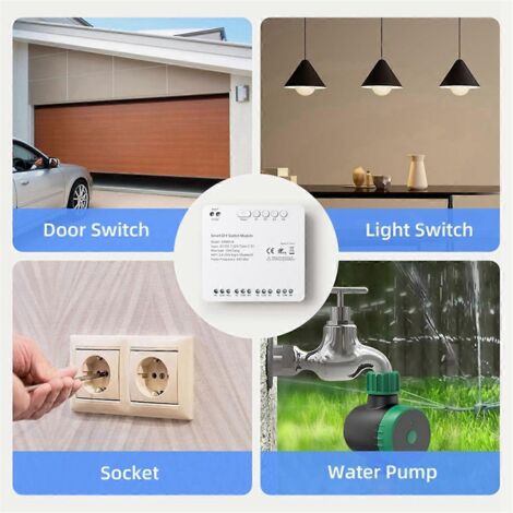 Module de commutation WiFi Tuya à 4 canaux, relais de télécommande RF 433 7-32 V