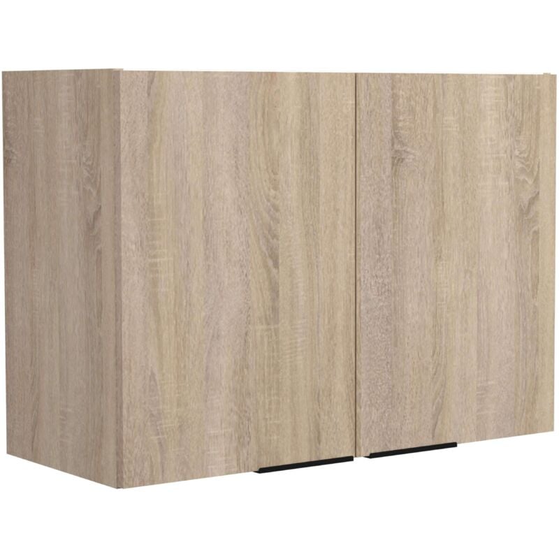 Miroytengo - Module de cuisine Arko 2 portes pour cuisine de style moderne en chêne brut et couleur noir 80x57,9x35,6 cm