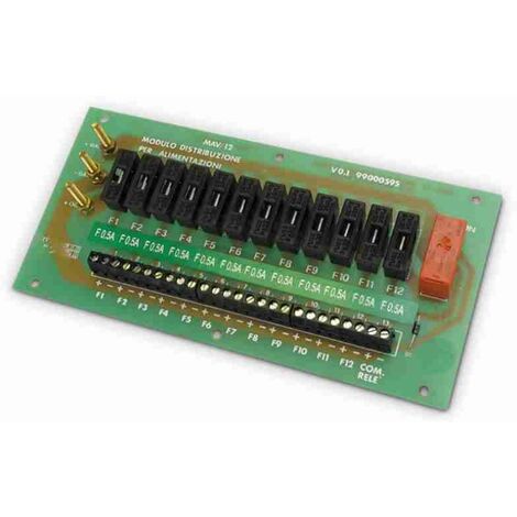 Module de distribution d'alimentation 12 Vdc avec 12 sorties protégées par fusible