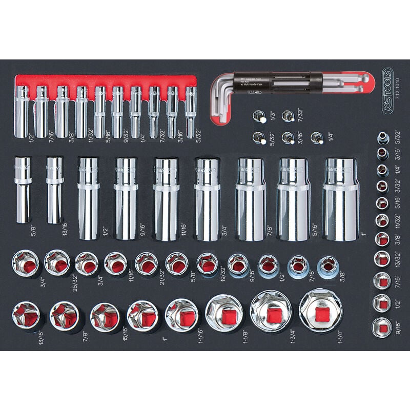 Kstools - Module de douilles en pouces 1/4'' - 1/2'', 62 pièces