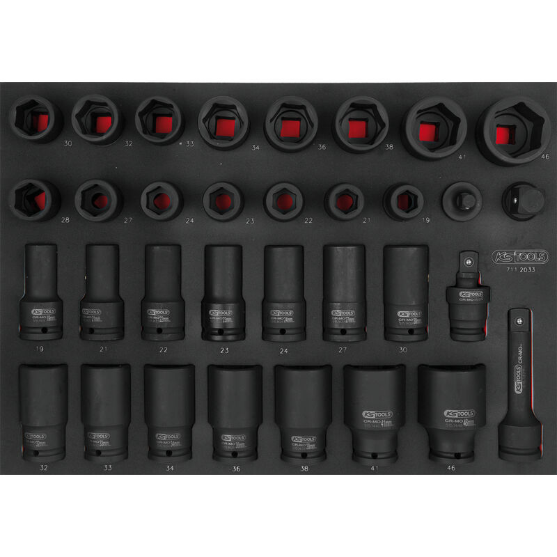 KS Tools - Module de douilles et accessoires à chocs 3/4'', 33 pièces - 711.2033