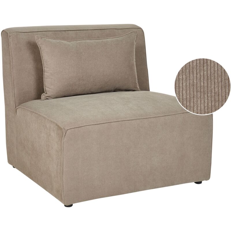 Beliani - Module de Fauteuil pour Canapé Élégant en Velours Côtelé Taupe Lemvig