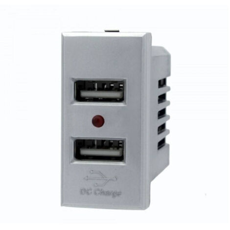 Module De Prise De Chargeur Usbx2 5v 2.1a Gris Argent Compatible Bticino Axolute