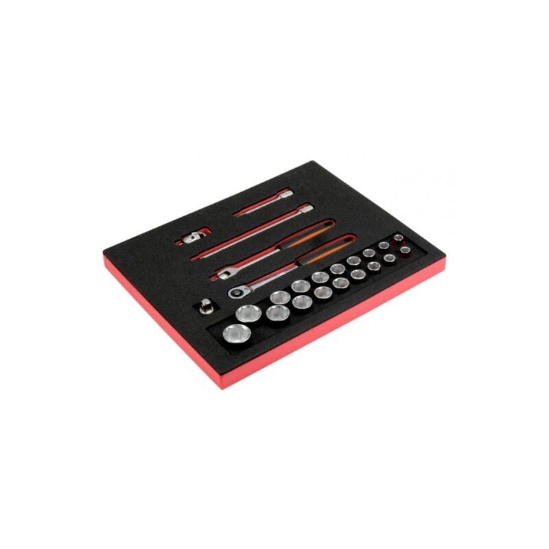 Jeu de cliquets et douilles 1/2, module mousse 2/3 Fit&Go - 24 pcs - Bahco