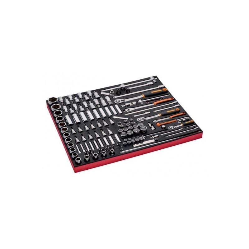 Bahco - Jeu de douilles 1/4, 1/2, 3/8 et cliquet module mousse 3/3 Fit&Go - 138 pcs