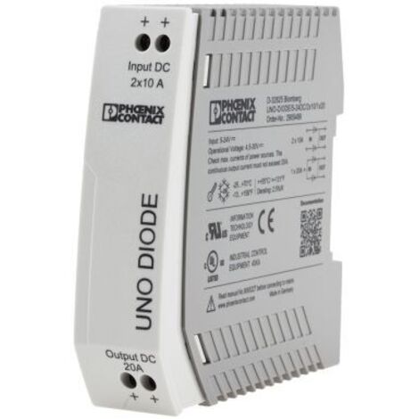 Module de Redondance pour Connexion parallèle de deux unités d'alimentation, UNO-DIODE/5-24DC/2X10/1X20 ( Prix pour 1 )