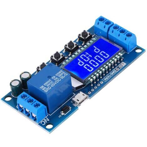 Module de Relais Temporisé DC 6-30V avec écran LCD,Retardateur Cycle de Temporisation 0.01s-9999min, Support Micro USB 5V Alimentation électrique, avec Protection Contre Les inversions de Connexion