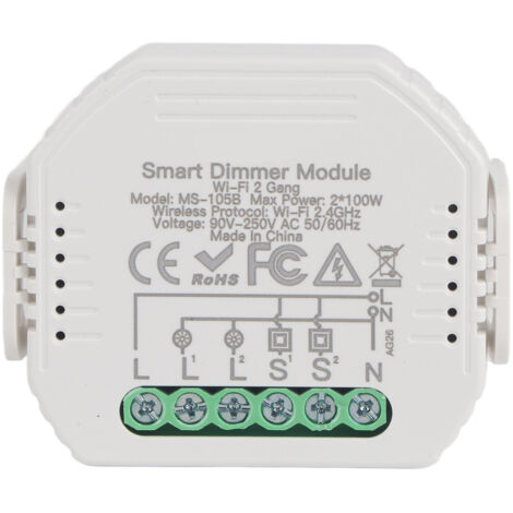 Module de variateur intelligent, 2 voies, interrupteur de commande avec application, montage dissimulé, 90 à 250V