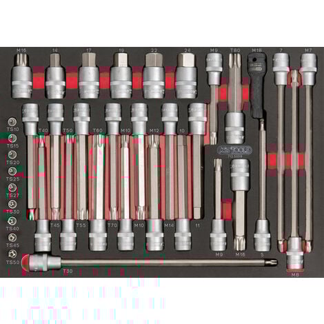 Module d'embouts longs pour la mécanique 1/4'' - 1/2'', 38 pièces