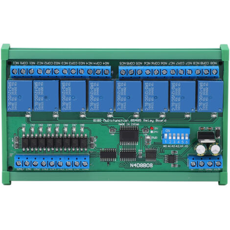Module d'Extension PLC 8 Entrées 8 Sorties avec Boîtier DIN35 et Interface RS485 12V