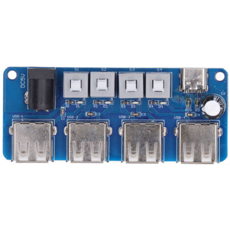 Module d'extension USB 4 canaux avec bouton de contrôle, carte de distribution d'alimentation 5V pour projets électroniques