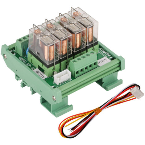 Module d'interface d'alimentation à 4 canaux, 16 A, relais DC 12 V, montage sur rail DIN