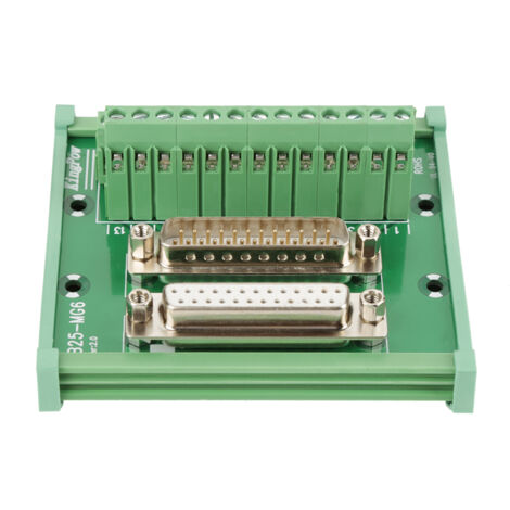 Module d'interface de montage sur rail DIN Zoternen avec bornier de dérivation DB25 D Sub mâle et femelle