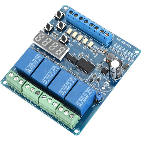 Module d'interface de relais temporisé multifonction à 4 canaux 8-36V, optocoupleur LED