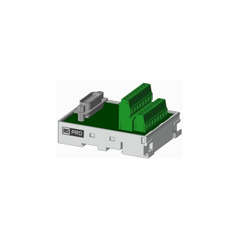 Rs Pro - Module d'interface Sub-D 15 Contacts, Mâle, Montage sur Rail din ( Prix pour Boîte de 1 )