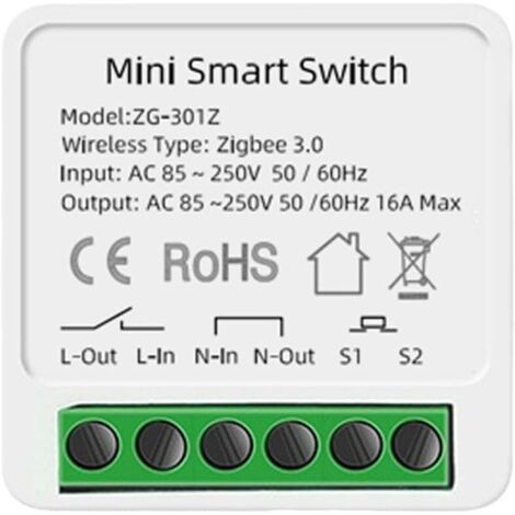 Module d'interrupteur intelligent pour Tuya compatible avec Mini Smart Switch, 16 A bidirectionnel avec relais de minuterie