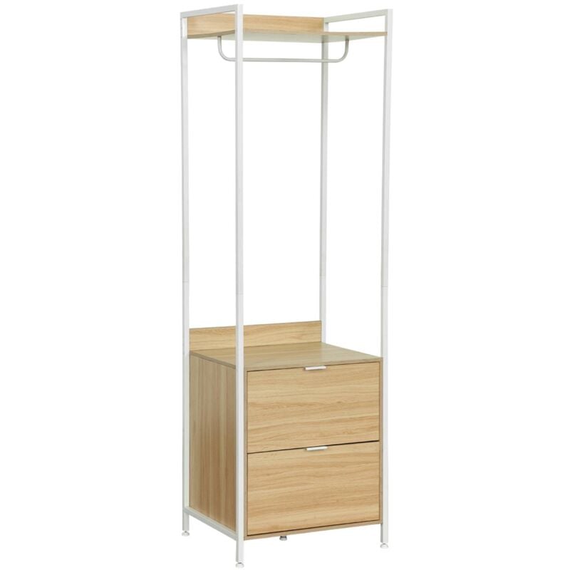 Module dressing blanc avec 1 penderie. 2 tiroirs et 1 étagère. l 60 x p 48 x h 190 cm