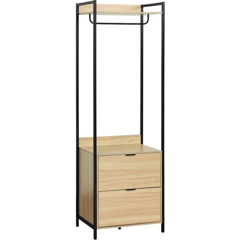 Module dressing noir avec 1 penderie. 2 tiroirs et 1 étagère. l 60 x p 48 x h 190 cm