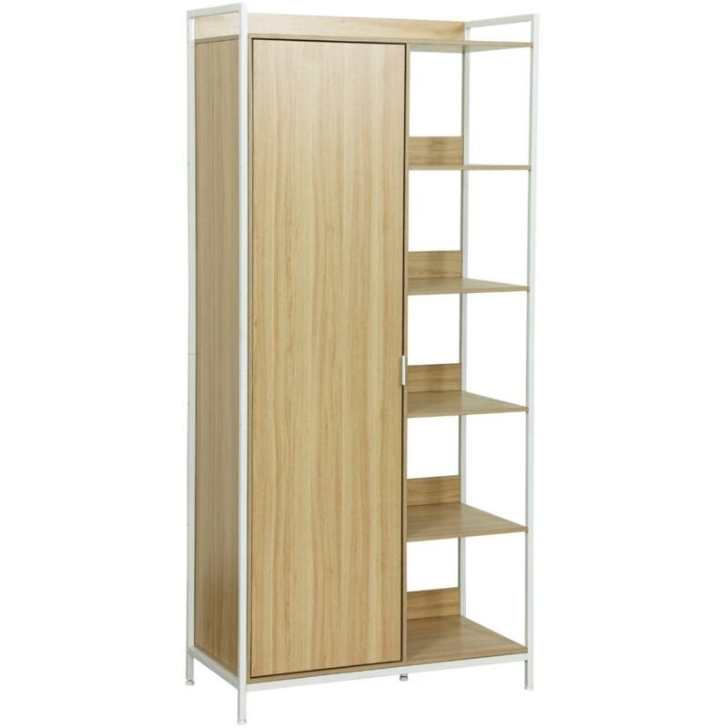 Sweeek - Module dressing blanc avec 1 penderie. 6 étagères et 1 porte. l 100 x p 48 x h 190 cm
