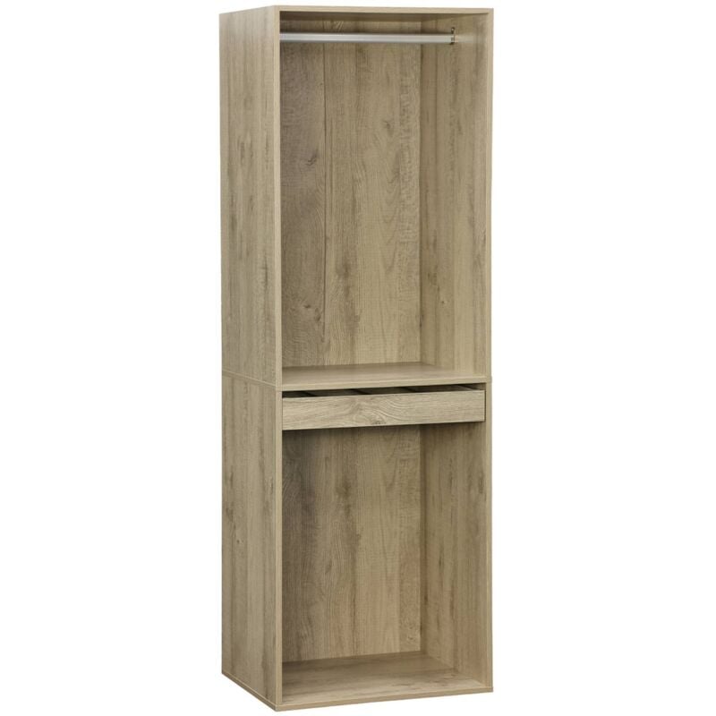 Module dressing avec penderie et porte-pantalons. naturel. panneaux stratifiés