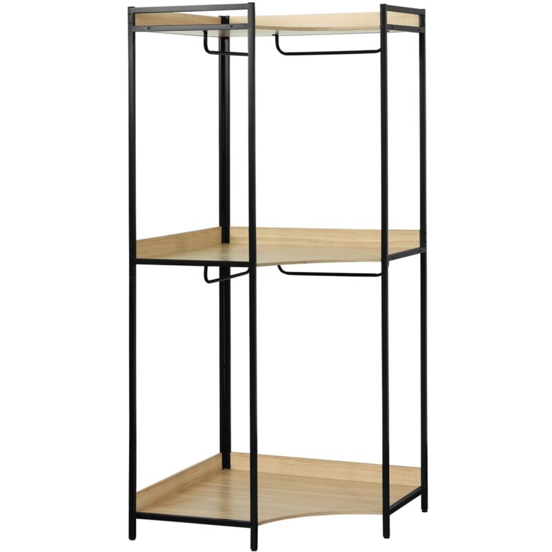 Module dressing d'angle noir avec 4 penderies et 2 étagères. l 80 x p 80 x h 190 cm