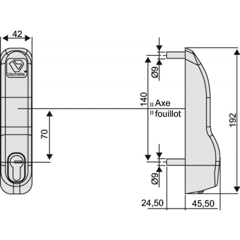 Vachette - Module extérieur à cylindre seul pe 12 pour serrures antipanique séries 4800, 6800 et 1900 Premium finition inox