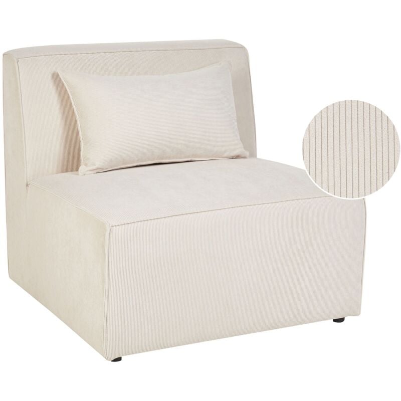 Beliani - Module de Fauteuil pour Canapé Élégant en Velours Côtelé Beige Lemvig