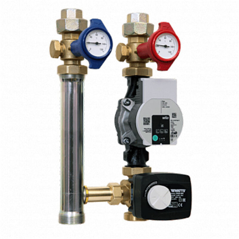 Module hydraulique flowbox hkm 8180 compact pré-monté avec circulateur Wilo Para scu 25/6 et vanne 3 voies motorisée Watts