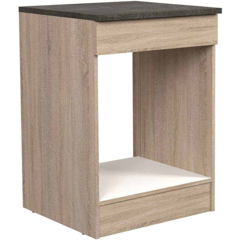 Module inférieur de four 60 cm Cuisine de style moderne Arko en chêne brut et couleur noir 60x86x60 cm