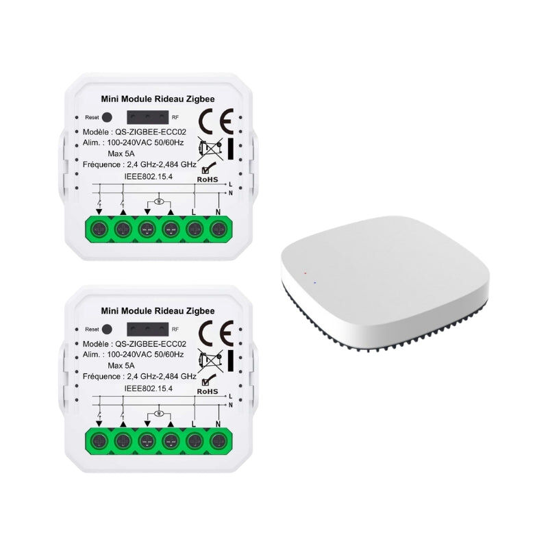 Module Interrupteur pour Volet Roulant - Kit 2 interrupteurs + 1 passerelle / Zigbee - SILUMEN