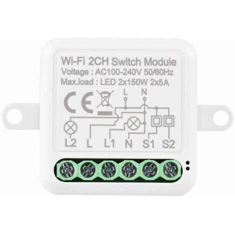 Module interrupteur WIFI 2 voies commande vocale APP minuterie intelligent maison