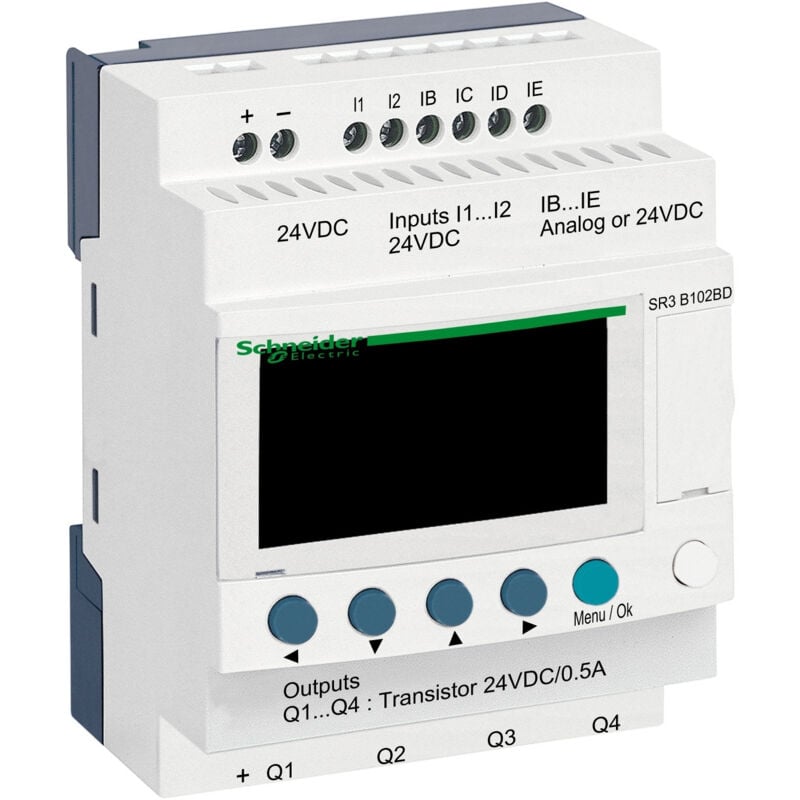 Sr3b102bd Schneider - Automate Zelio Logic - Relais Intelligent 10 E/s Extensibles - 24vcc - Horloge + Afficheur