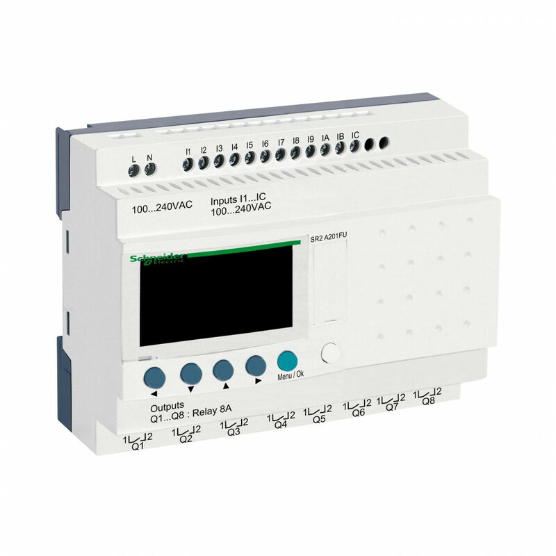 Zelio Logic relais intelligent compact 20 e/s 100..240Vca ss horl. affi. Schneider SR2A201FU