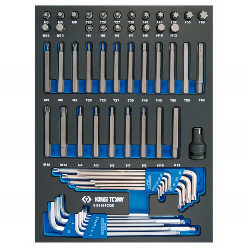 King Tony - Module mousse + pp 61pcs embouts et clés mâles