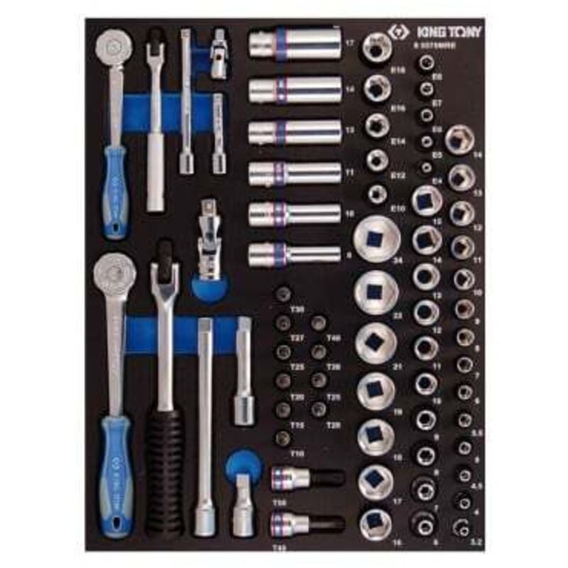 Module mousse + pp 70 pièces douilles 1/4 & 3/8 et accessoires - King Tony