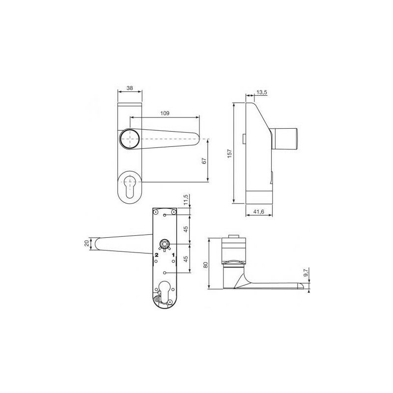 Module pour anti-panique béquille + cylindre alpha bqc Blanc 157 Blanc