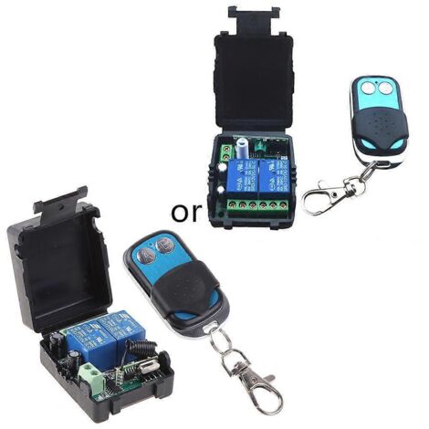 Module récepteur relais, émetteur RF 433 MHz, télécommande pour alimentation 12 V CC, 2 canaux