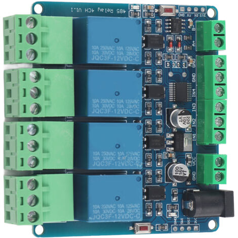 Module relais 4 canaux 12V haute précision avec communication RS485/TTL