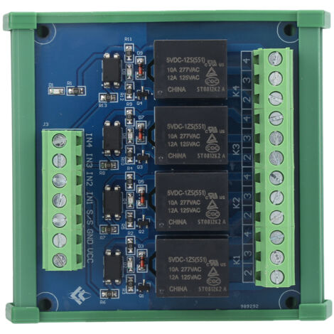 Module Relais 4 Canaux 5V avec Optocoupleur, Carte Amplificateur Signal pour Automates Programmables