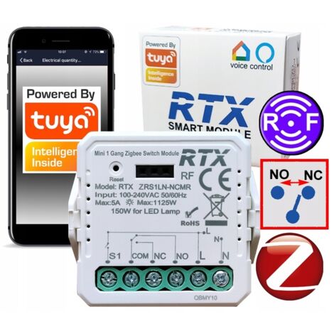 Module relais RTX sans tension NC sans mini contrôleur ZigBee + RF TUYA
