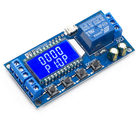 Module Relais Temporisateur avec Affichage LCD - Contrôle Cyclique Automatique - 6-30V DC - 7 Modes Programmables - Temporisation 0.01s à 9999min