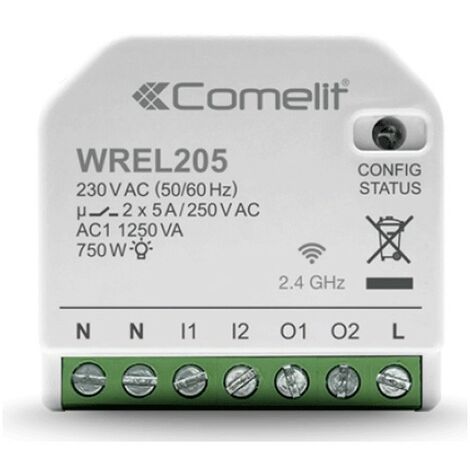 Module smart home Wi-Fi Comelit pour la gestion de l'éclairage 2 sorties 5A WREL205
