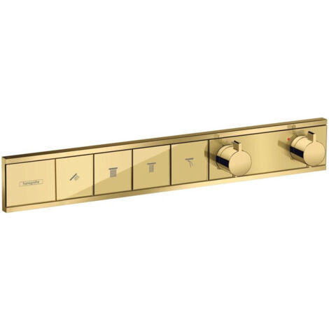 Module thermostatique RainSelect encastréavec 4 fonctions aspect doré poli