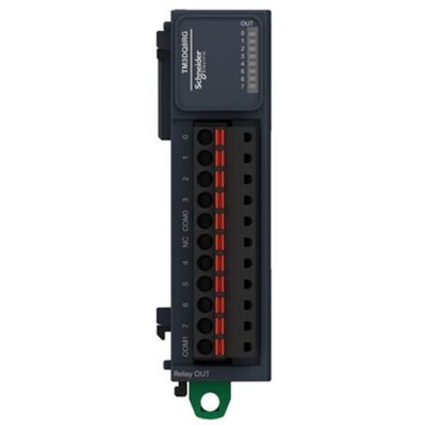 Module TM3 avec 8 sorties relais, 240 V CA, protection IP20 et plage de température de -10 à 55 °C