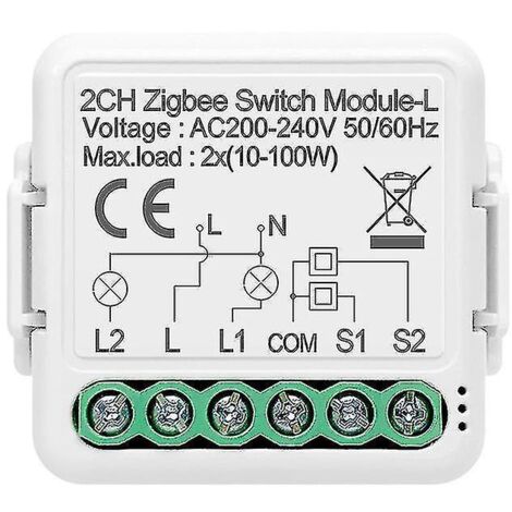Module variateur simple interrupteur à feu 1/2/3 voies sans fil Zigbee 3.0 Tuya2CH
