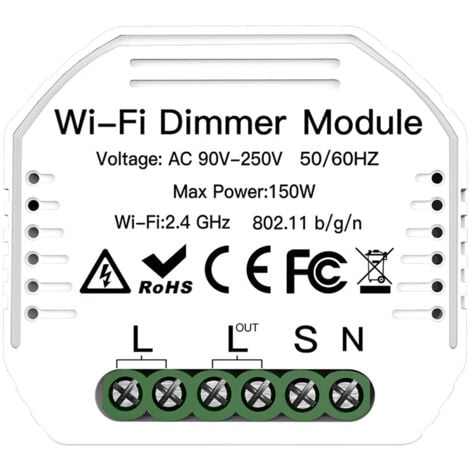 ASUPERMALL Module variateur Wifi 90-250V, interrupteurs d'éclairage intelligents, interrupteur bidirectionnel, télécommande avec application de commande vocale