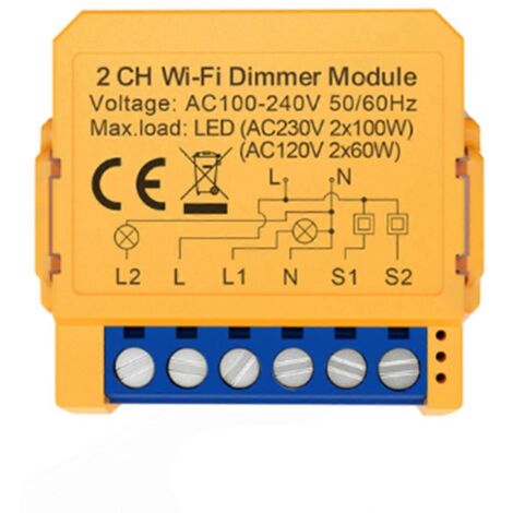 Module variateur WiFi Tuya pour installation facile, compatible avec les disjoncteurs bidirectionnels.