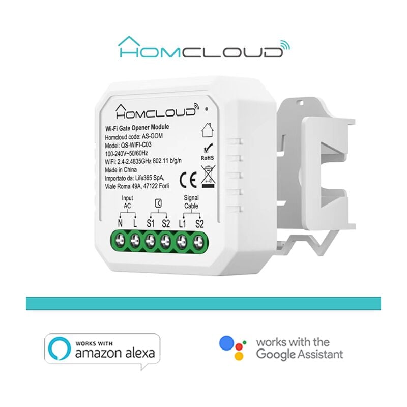 Homcloud - Module wifi 1ch pour portes de garage et serrures électriques - as-gom
