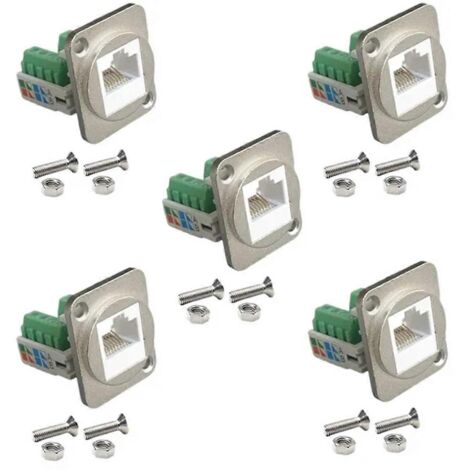 Modules informatiques réseau avec 5 bornes de câblage RJ45 CAT.5E (argent)--